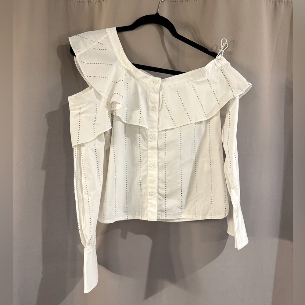 Zhang White Off-Shoulder Women's Top